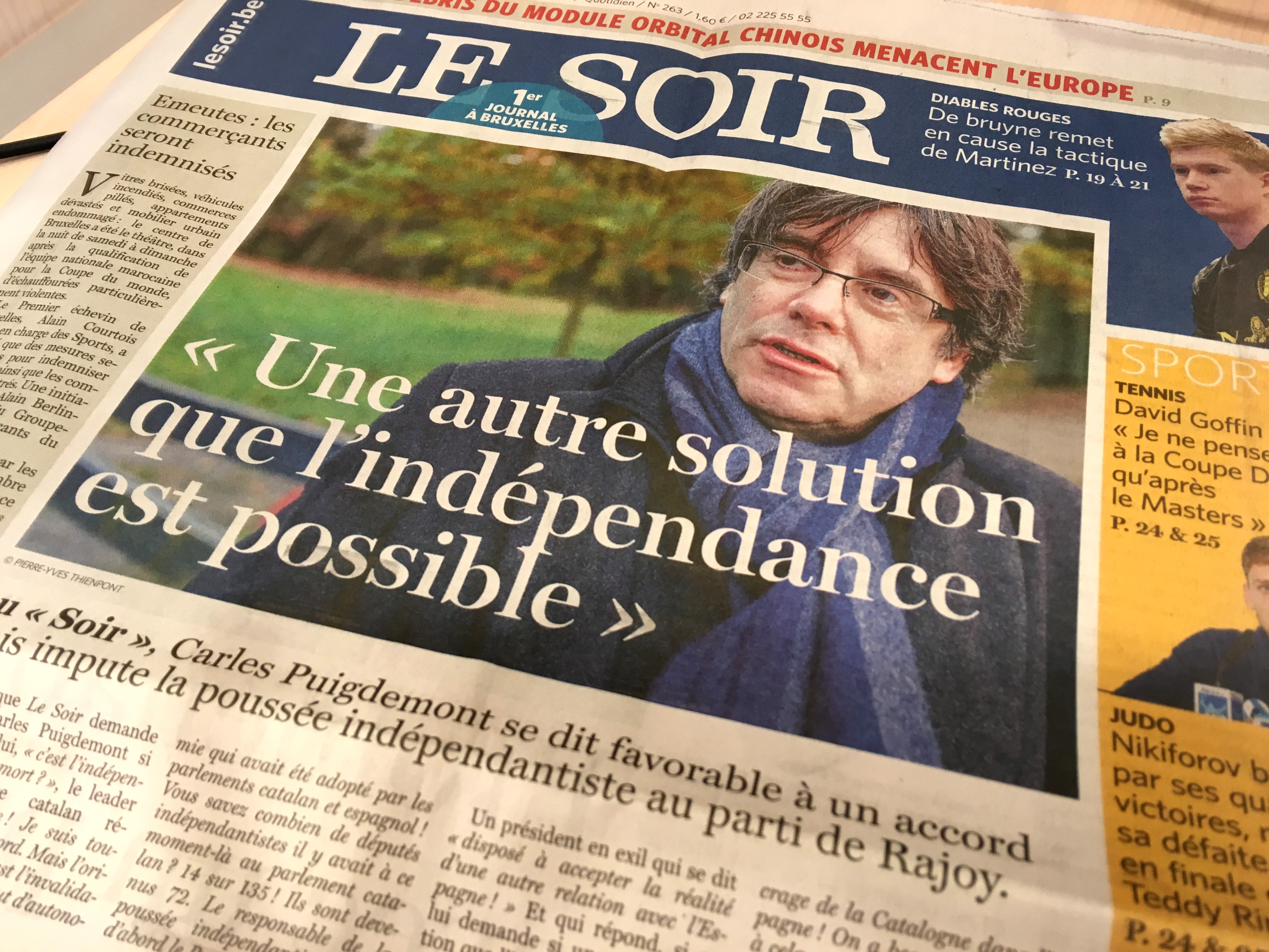The interview of Carles Puigdemont in the Belgian newspaper ‘Le Soir’ (by ACN)